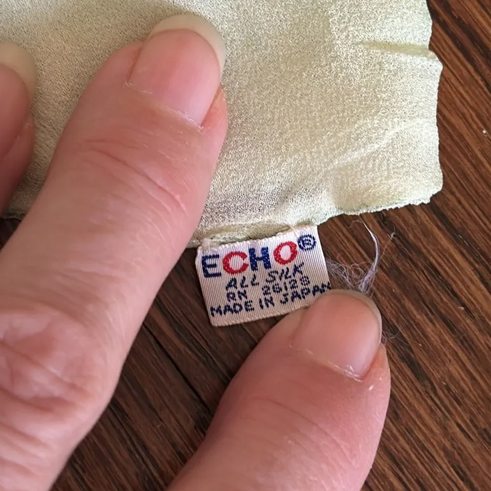 Vintage 60s Echo light green hombre‎ infinity silk neck scarf